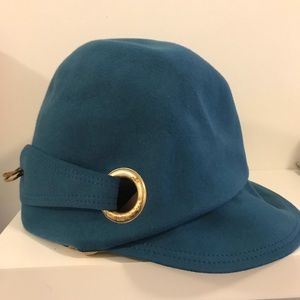 Teal/turquoise wool newsboy hat